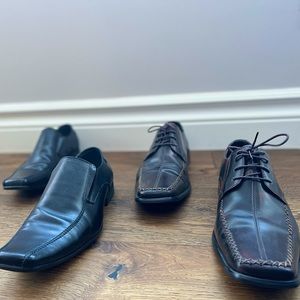 Steve madden + barratts. Brownish black, leather. Barely used.